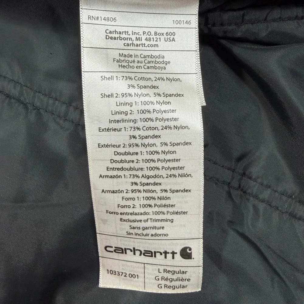 Carhartt Full Swing Cryder Jacket Mens L Black Insulated Work Coat 103372 001 - Picture 5 of 10